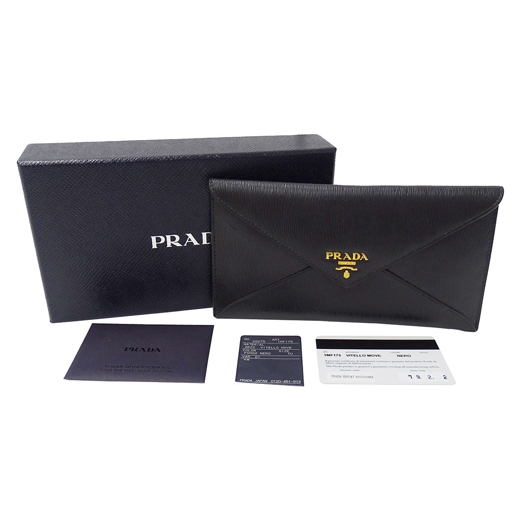 PRADA プラダ 長財布 ブラック 1MF175 レディース メンズ 【中古】
