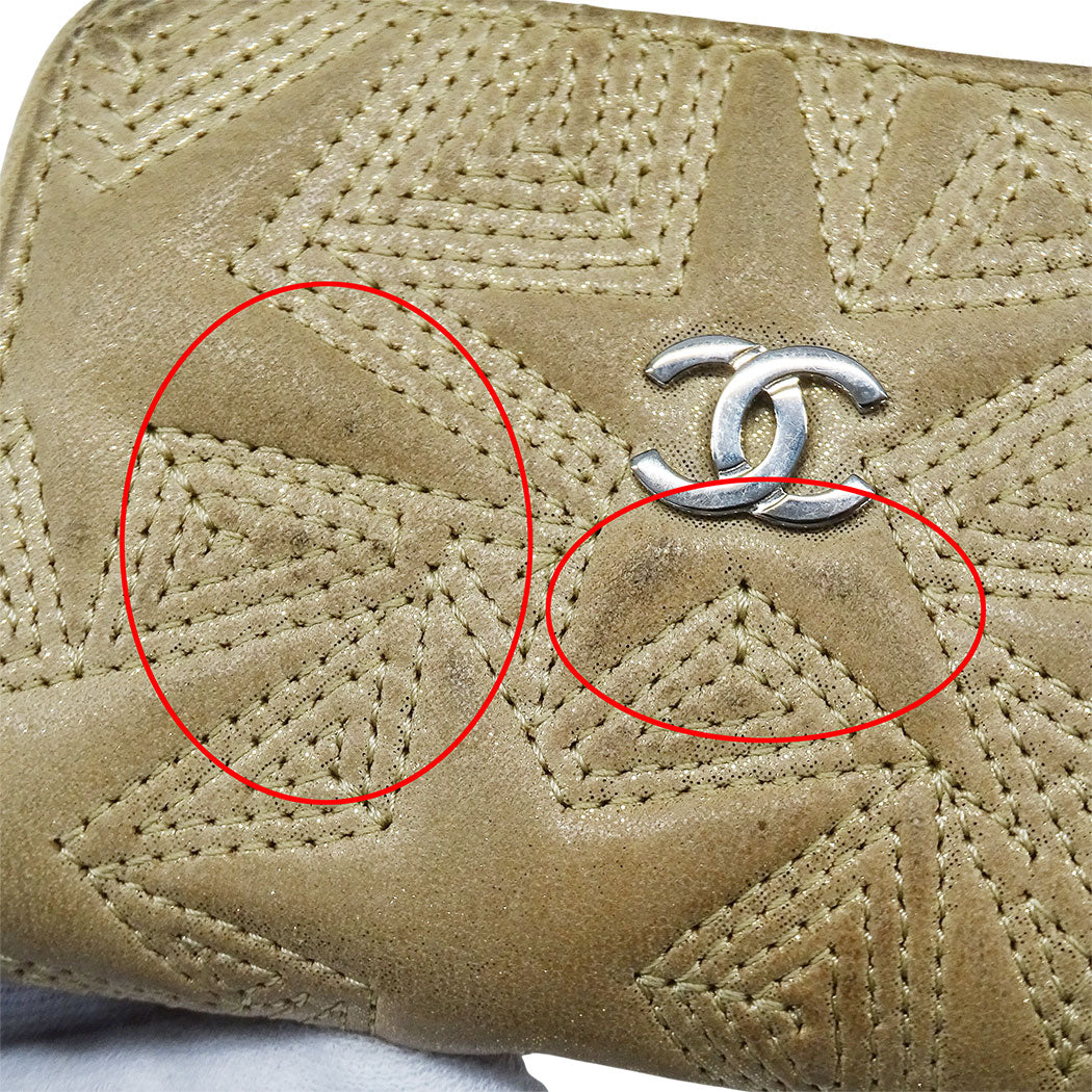 CHANEL シャネル コインケース ベージュ シルバー金具 レザー レディース 【中古】