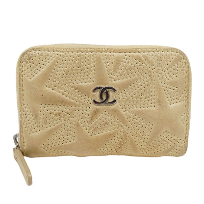 CHANEL シャネル コインケース ベージュ シルバー金具 レザー レディース 【中古】