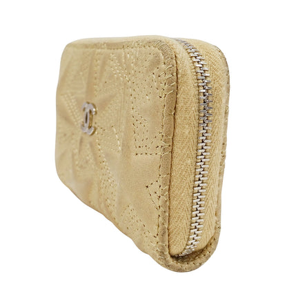 CHANEL シャネル コインケース ベージュ シルバー金具 レザー レディース 【中古】