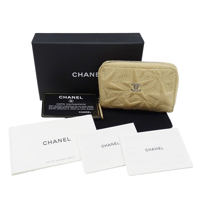CHANEL シャネル コインケース ベージュ シルバー金具 レザー レディース 【中古】