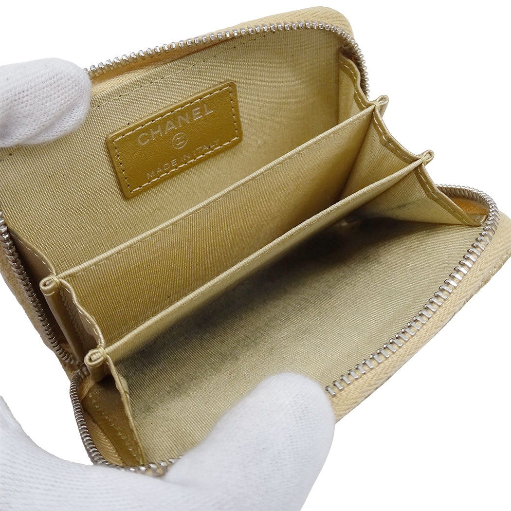 CHANEL シャネル コインケース ベージュ シルバー金具 レザー レディース 【中古】