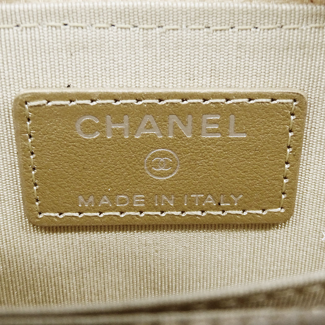 CHANEL シャネル コインケース ベージュ シルバー金具 レザー レディース 【中古】