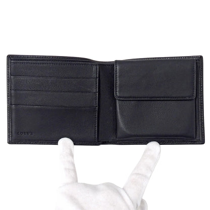 LOEWE ロエベ 二つ折り財布 ブラック レザー メンズ 【中古】