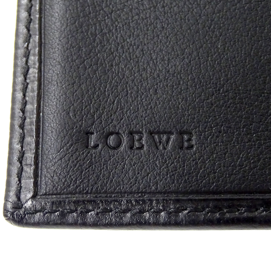 LOEWE ロエベ 二つ折り財布 ブラック レザー メンズ 【中古】