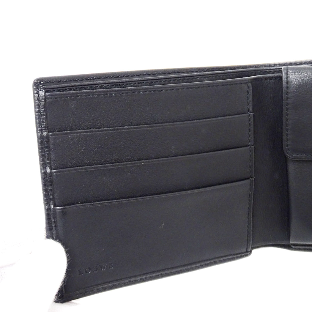 LOEWE ロエベ 二つ折り財布 ブラック レザー メンズ 【中古】