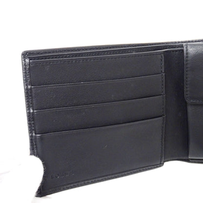 LOEWE ロエベ 二つ折り財布 ブラック レザー メンズ 【中古】