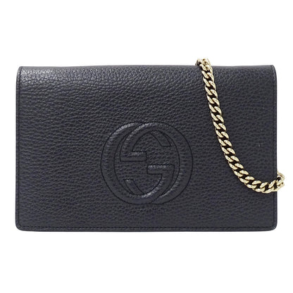 GUCCI グッチ ショルダーウォレット ソーホー ネイビー 407041 レザー レディース 【中古】