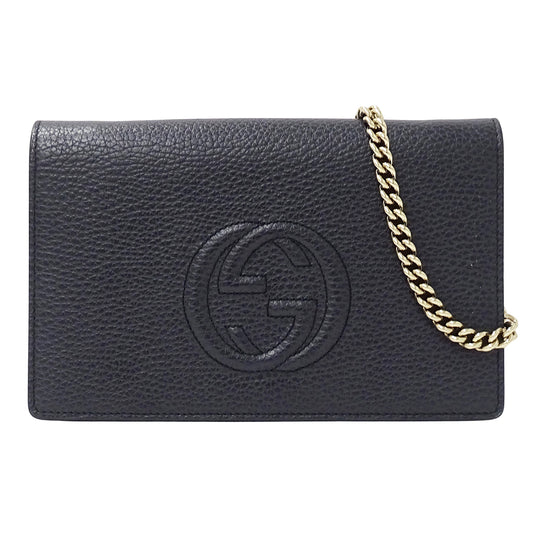 GUCCI グッチ ショルダーウォレット ソーホー ネイビー 407041 レザー レディース 【中古】
