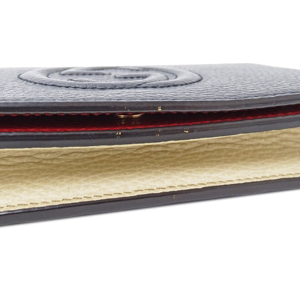 GUCCI グッチ ショルダーウォレット ソーホー ネイビー 407041 レザー レディース 【中古】