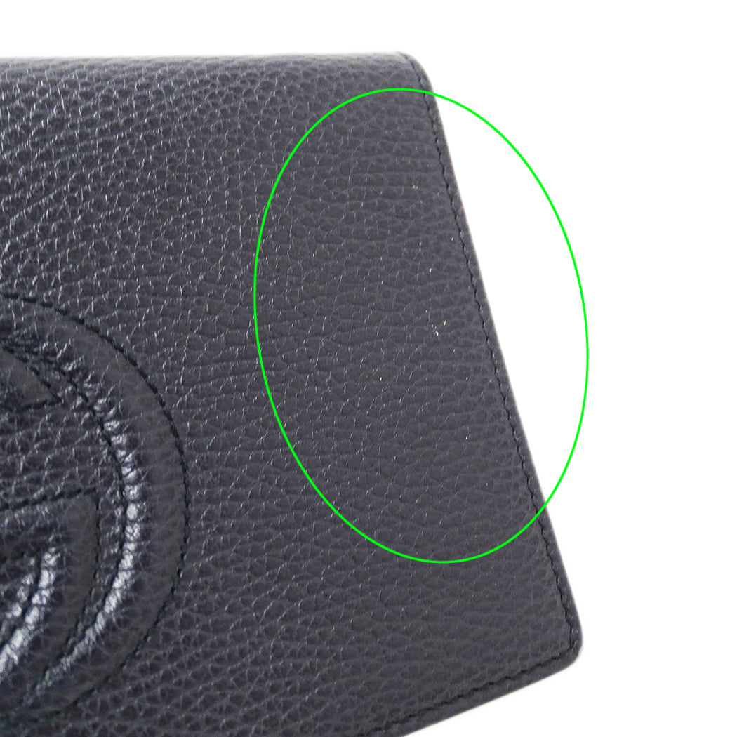 GUCCI グッチ ショルダーウォレット ソーホー ネイビー 407041 レザー レディース 【中古】