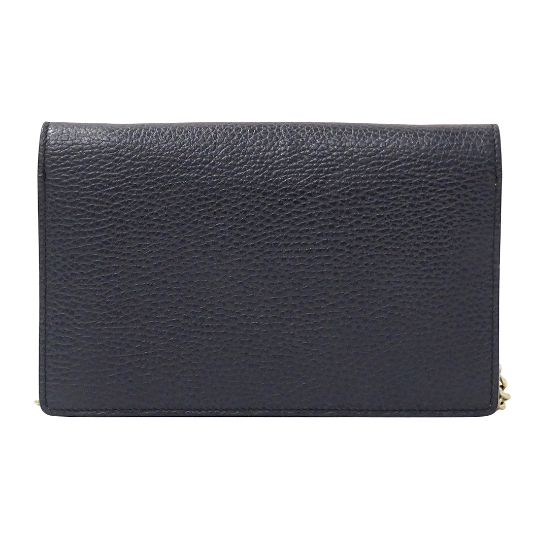 GUCCI グッチ ショルダーウォレット ソーホー ネイビー 407041 レザー レディース 【中古】