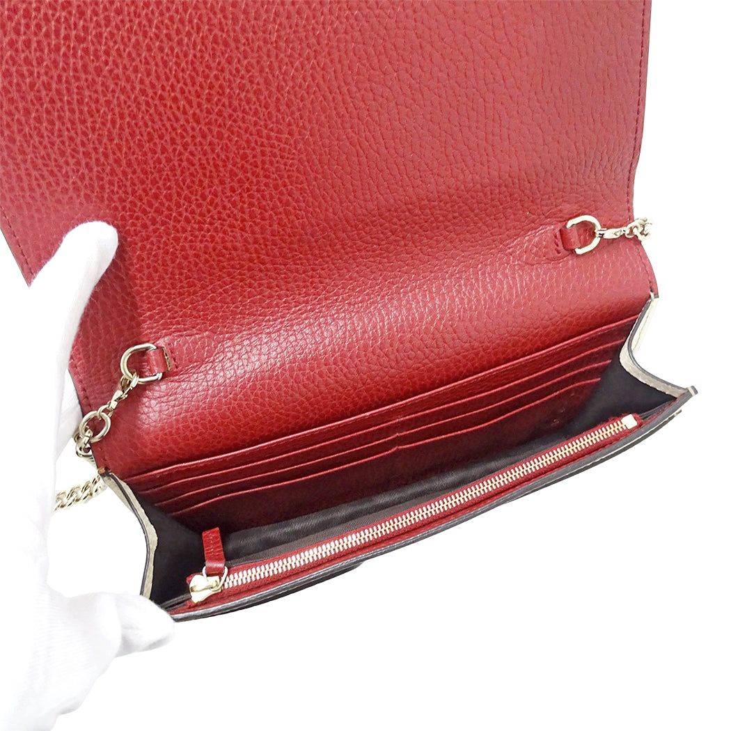 GUCCI グッチ ショルダーウォレット ソーホー ネイビー 407041 レザー レディース 【中古】
