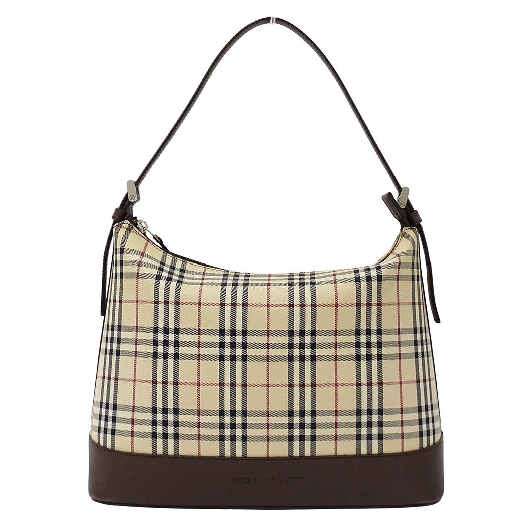 BURBERRY バーバリー ショルダーバッグ ベージュ ブラウン キャンバス レディース 【中古】