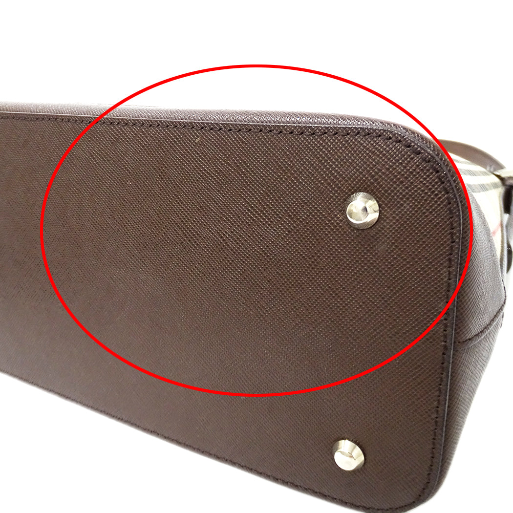BURBERRY バーバリー ショルダーバッグ ベージュ ブラウン キャンバス レディース 【中古】