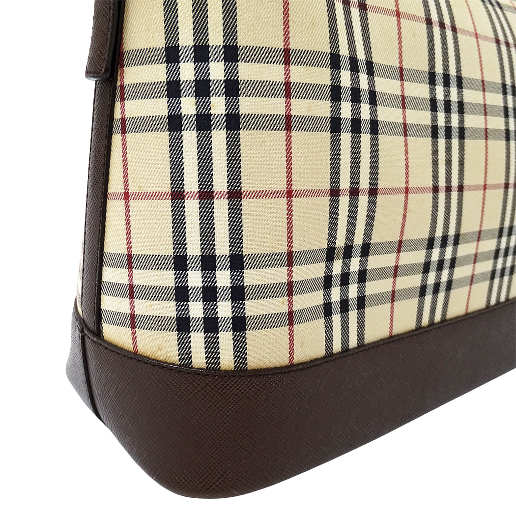 BURBERRY バーバリー ショルダーバッグ ベージュ ブラウン キャンバス レディース 【中古】