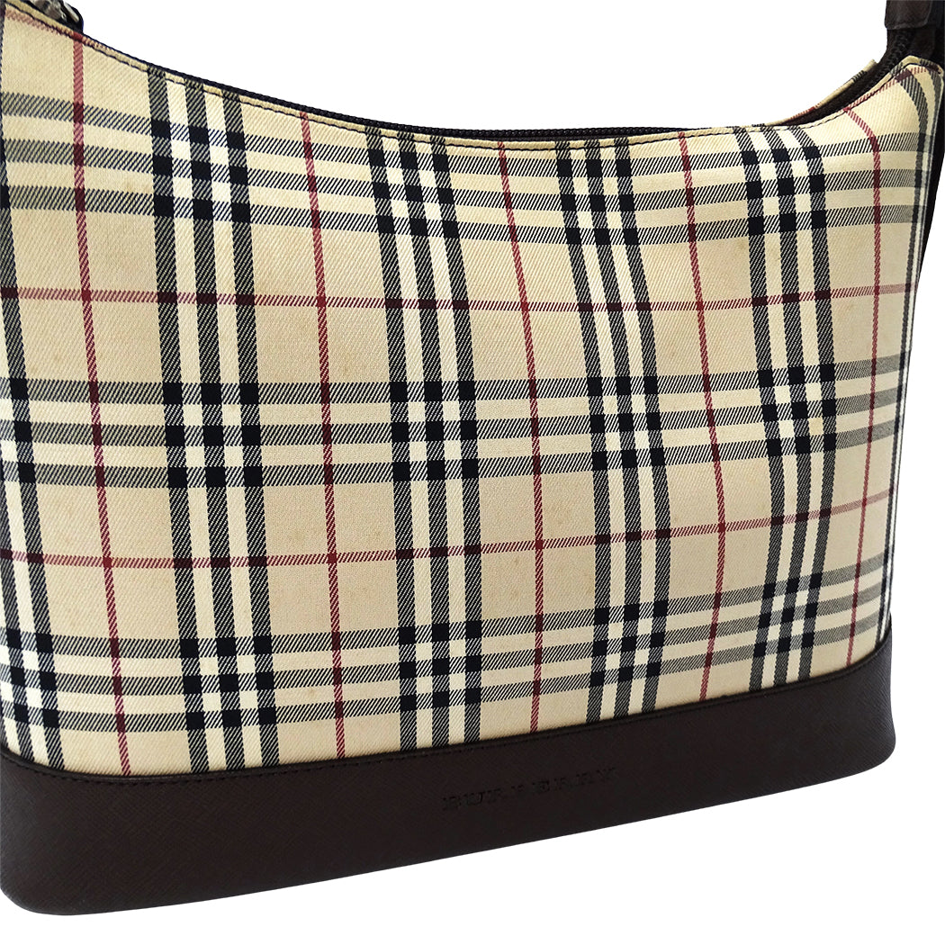 BURBERRY バーバリー ショルダーバッグ ベージュ ブラウン キャンバス レディース 【中古】