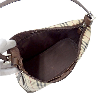 BURBERRY バーバリー ショルダーバッグ ベージュ ブラウン キャンバス レディース 【中古】