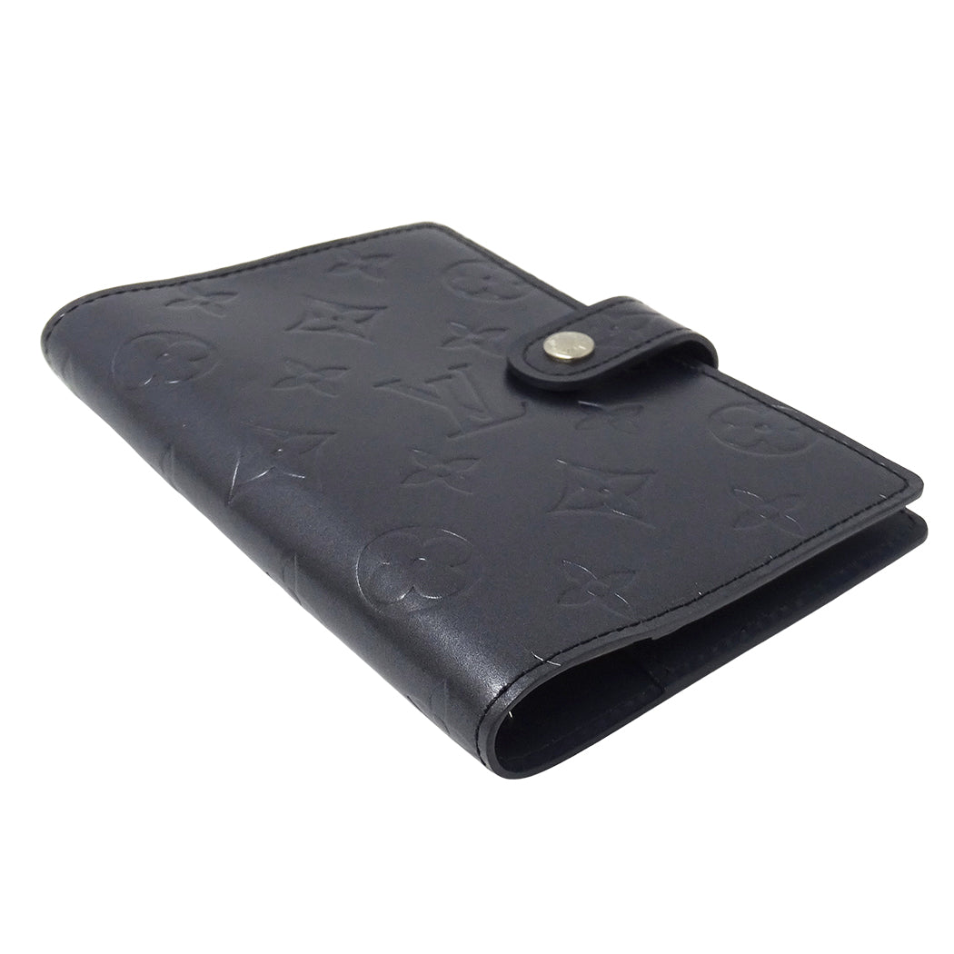 LOUIS VUITTON ルイ・ヴィトン アジェンダ PM 手帳カバー モノグラム マット ブルー レディース メンズ 【中古】