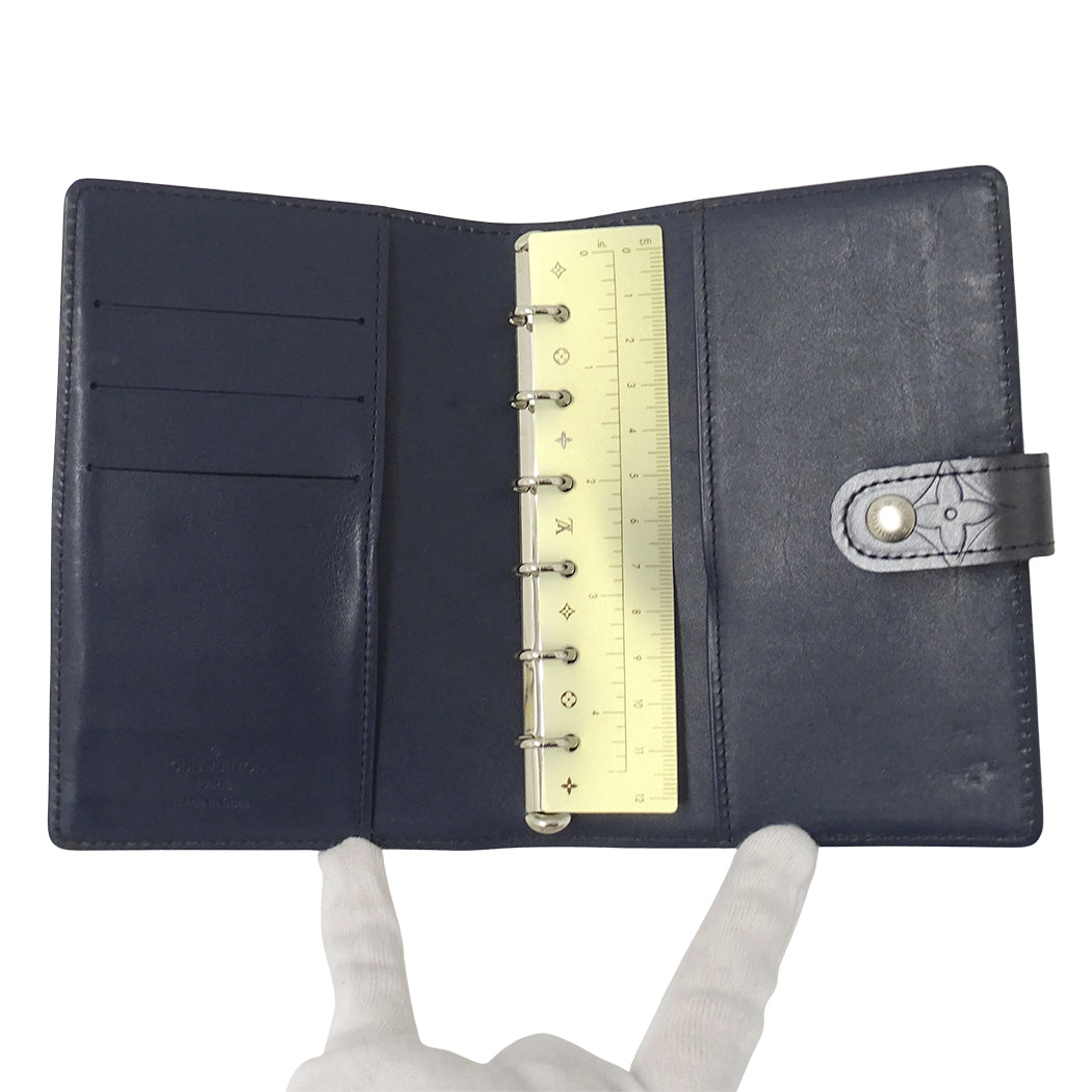 LOUIS VUITTON ルイ・ヴィトン アジェンダ PM 手帳カバー モノグラム マット ブルー レディース メンズ 【中古】