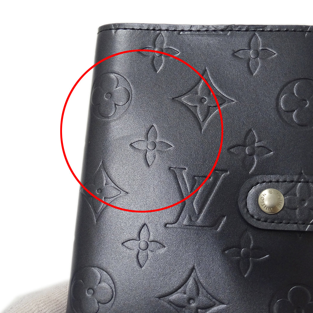 LOUIS VUITTON ルイ・ヴィトン アジェンダ PM 手帳カバー モノグラム マット ブルー レディース メンズ 【中古】