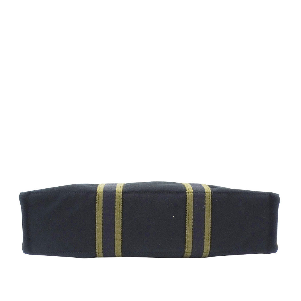 HERMES エルメス フールトゥ トートMM トートバッグ カーキグリーン ネイビー キャンバス レディース メンズ 【中古】