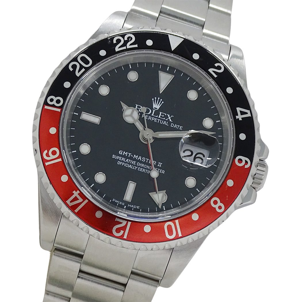 ROLEX ロレックス GMTマスターII 16710 Y番 メンズ 腕時計 自動巻き AT ステンレス 赤黒 磨き済み【中古】