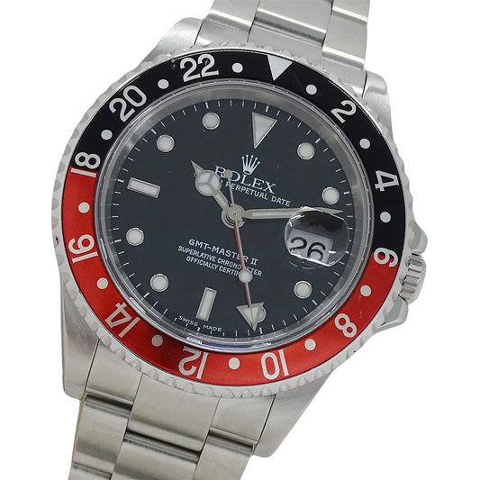 ROLEX ロレックス GMTマスターII 16710 Y番 メンズ 腕時計 自動巻き AT ステンレス 赤黒 磨き済み【中古】