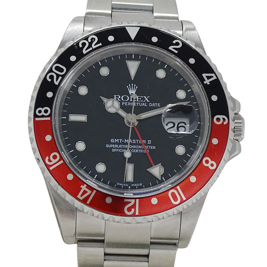 ROLEX ロレックス GMTマスターII 16710 Y番 メンズ 腕時計 自動巻き AT ステンレス 赤黒 磨き済み【中古】