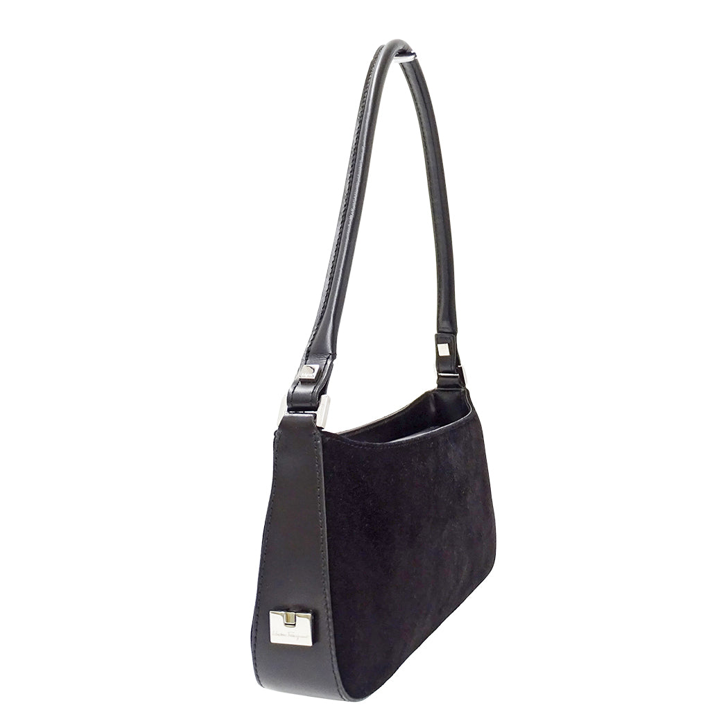 Ferragamo フェラガモ ショルダーバッグ ブラック EE-21 1235 スエード レディース 【中古】