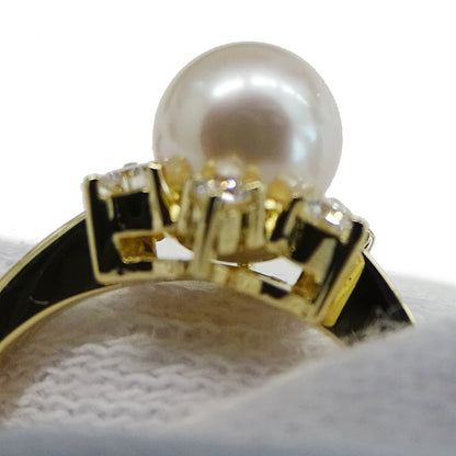 MIKIMOTO ミキモト リング 指輪 K18 パール ダイヤモンド ゴールド 約10号 レディース 磨き済み【中古】
