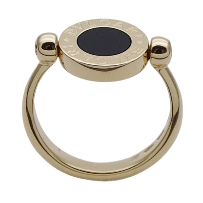 BVLGARI ブルガリ ブルガリブルガリ フリップ リング 指輪 750YG オニキス サンゴ 約8号 レディース 磨き済み【中古】