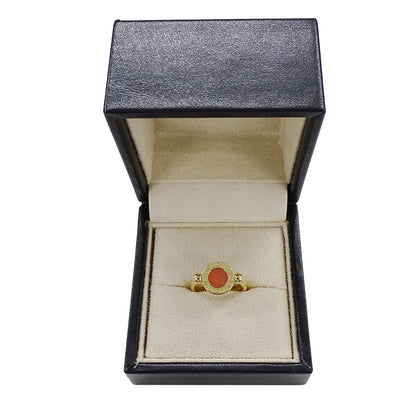 BVLGARI ブルガリ ブルガリブルガリ フリップ リング 指輪 750YG オニキス サンゴ 約8号 レディース 磨き済み【中古】