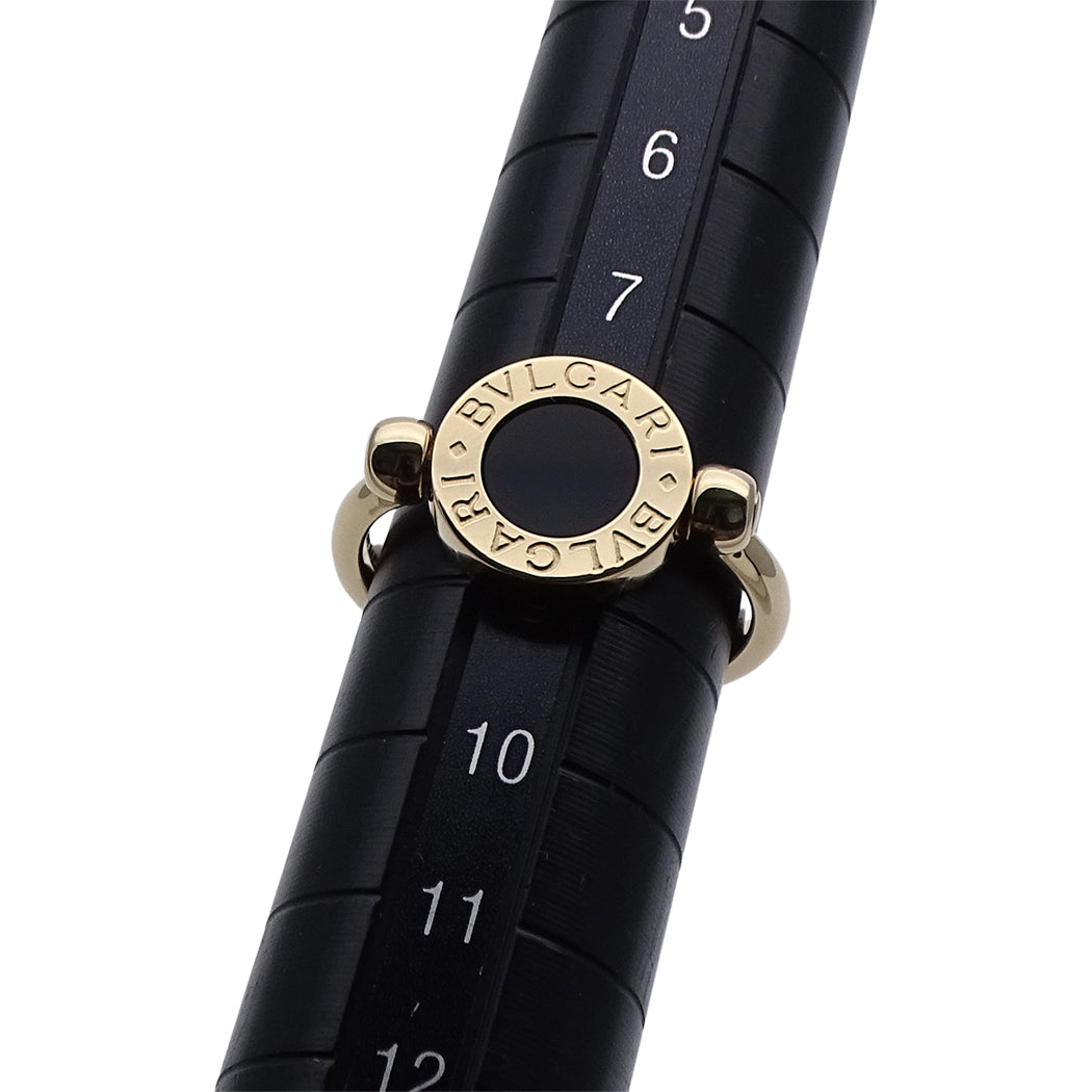 BVLGARI ブルガリ ブルガリブルガリ フリップ リング 指輪 750YG オニキス サンゴ 約8号 レディース 磨き済み【中古】