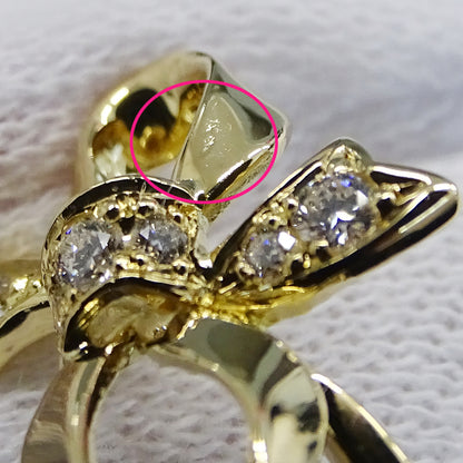 MIKIMOTO ミキモト リング 指輪 リボン K18 ダイヤモンド D0.11 約9号 レディース 磨き済み【中古】