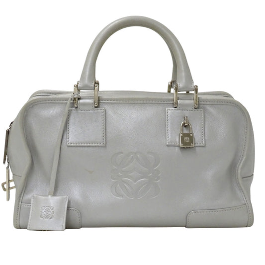 LOEWE ロエベ アマソナ28 ハンドバッグ シルバー シルバー金具 レザー レディース 【中古】