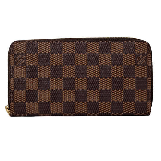 LOUIS VUITTON ルイ・ヴィトン ジッピー・ウォレット 長財布 ダミエ エベヌ ブラウン N60015 レディース メンズ 【中古】