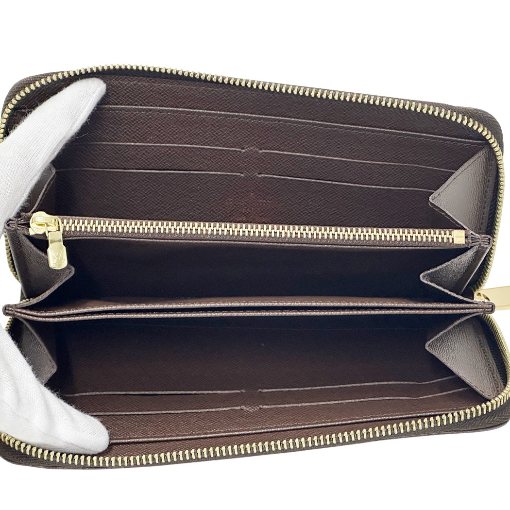 LOUIS VUITTON ルイ・ヴィトン ジッピー・ウォレット 長財布 ダミエ エベヌ ブラウン N60015 レディース メンズ 【中古】