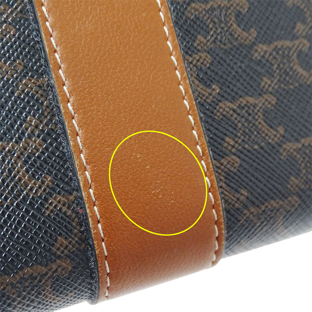 CELINE セリーヌ 二つ折り財布 トリオンフ ブラウン レザー レディース 【中古】