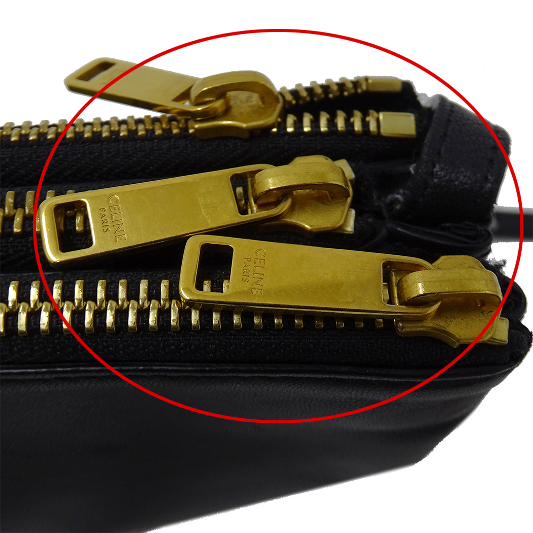 CELINE セリーヌ ショルダーバッグ トリオラージ ブラック レザー レディース 【中古】