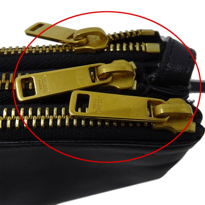 CELINE セリーヌ ショルダーバッグ トリオラージ ブラック レザー レディース 【中古】