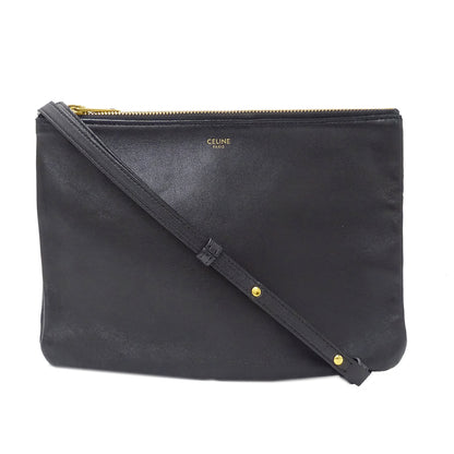 CELINE セリーヌ ショルダーバッグ トリオラージ ブラック レザー レディース 【中古】