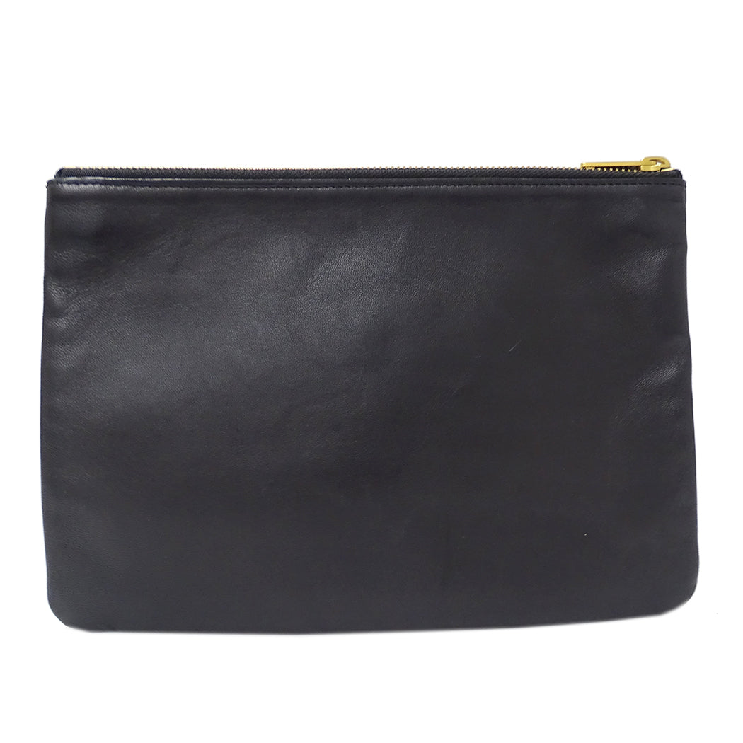 CELINE セリーヌ ショルダーバッグ トリオラージ ブラック レザー レディース 【中古】