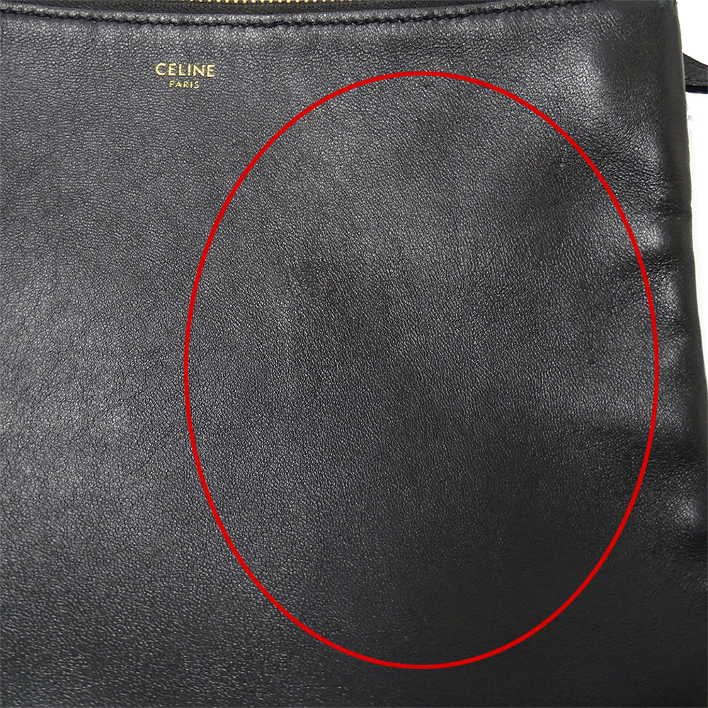 CELINE セリーヌ ショルダーバッグ トリオラージ ブラック レザー レディース 【中古】