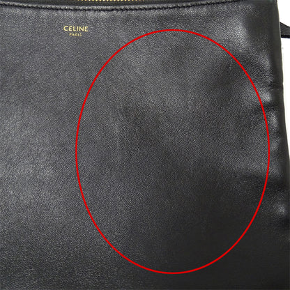 CELINE セリーヌ ショルダーバッグ トリオラージ ブラック レザー レディース 【中古】
