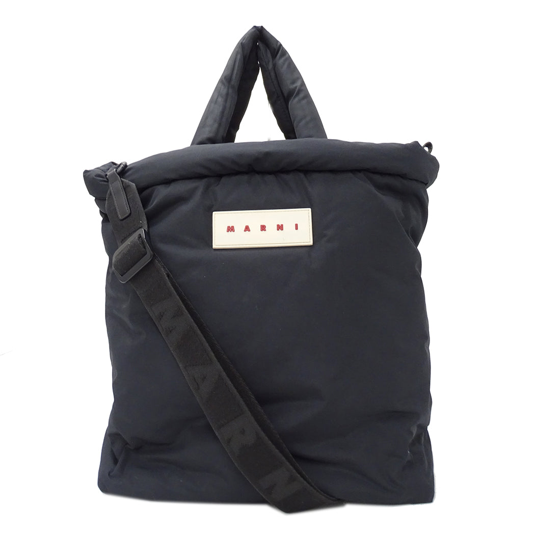 MARNI マルニ トートバッグ ブラック ナイロン メンズ レディース 【中古】