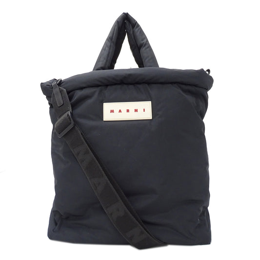 MARNI マルニ トートバッグ ブラック ナイロン メンズ レディース 【中古】