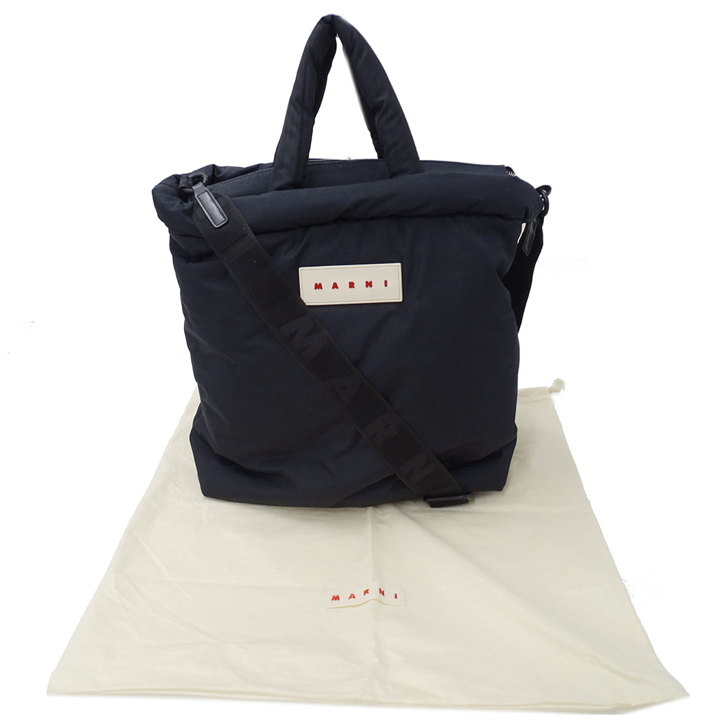 MARNI マルニ トートバッグ ブラック ナイロン メンズ レディース 【中古】