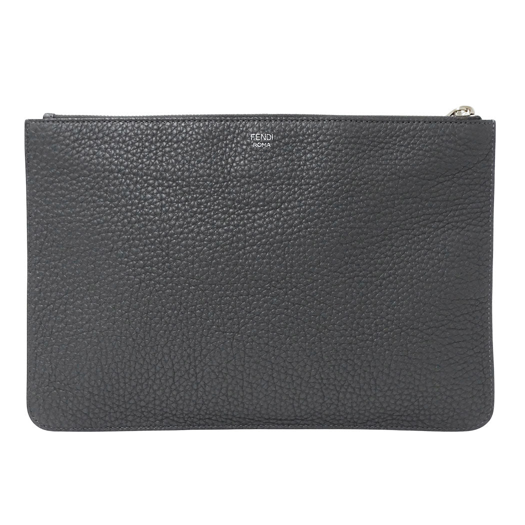 FENDI フェンディ クラッチ・セカンドバッグ チャコールグレー レザー レディース メンズ 【中古】