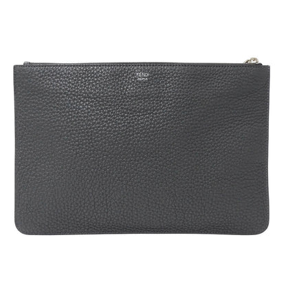 FENDI フェンディ クラッチ・セカンドバッグ チャコールグレー レザー レディース メンズ 【中古】